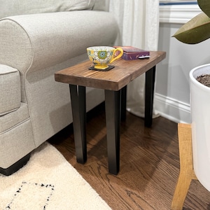 SIDE TABLE, Heavy Duty Legs, Rustic Table with Black Legs, Handmade 9.25” or 11.25” Deep Top Table, Coach Side Table, Sofa Coffee Table