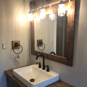 DARK WALNUT Farmhouse Mirror,Country Framed Wood Mirror,Bathroom Light Mirror,Wall Vanity Mirror,Large Mirror,18x18 40x30 Custom Sizes image 8