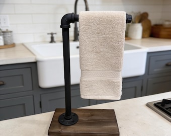 Industrial, Rustic, Single Hand Towel Holder, Pipe Stand, Modern Decor, Bathroom, Farmhouse, Towel Stand, Hand Towel, Towel Display, Modern