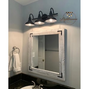 Bathroom Mirror,WHITEWASH Wood Framed Mirror,Rustic Wood Mirror,Bathroom Mirror,Wall Vanity Mirror,Large Mirror,Handmade 18x18 - 40x30 Sizes