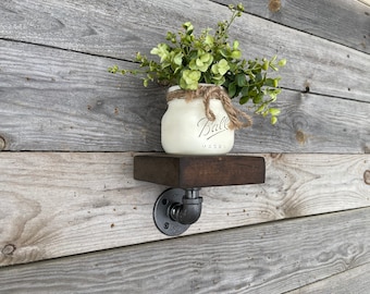 Square 5.5" and 1.5" Thick Shelf, Wall Decor, Industrial, Rustic Bathroom Storage, Wooden Shelf, Single Brackets Wall Decor, Small Space