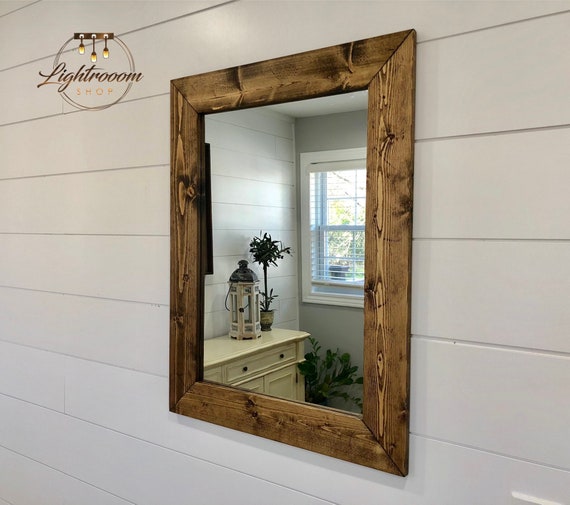 Dark Walnut Mirror Wood Frame, Dark Walnut Vanity Mirror