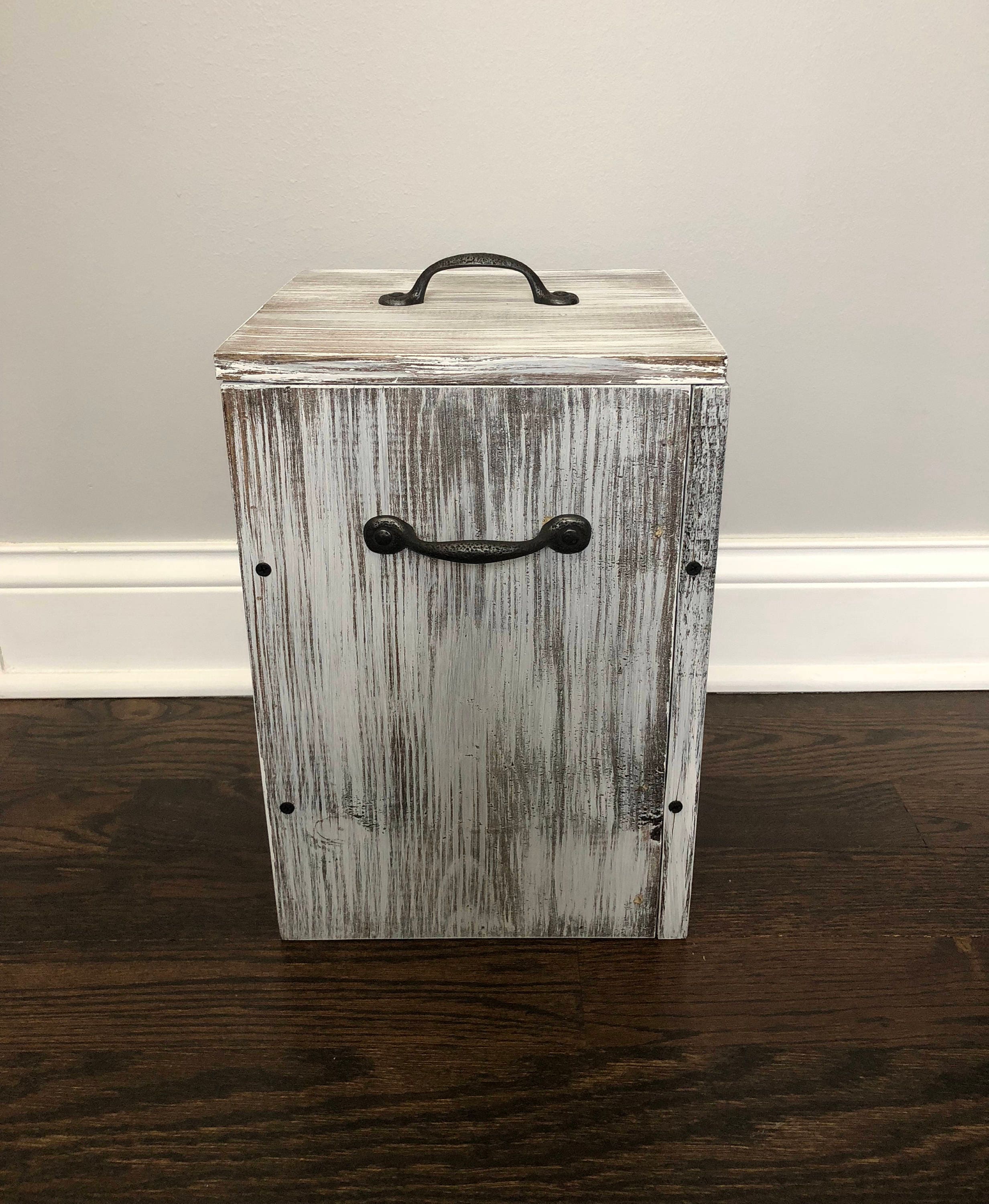 WHITEWASH Rustic Garbage Can Bathroom Trash Can 4 Gallon Etsy