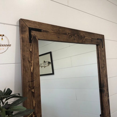 Rustic Bathroom Mirror for Wall 24'' x 18'' Wood Wall Mirror Farmhouse Wall Hanging Bathroom Mirror for Vanity Makeup Living Room Bedroom Entryway Rustic Bathroom Mirror for Wall 24'' x 18'' Wood Wall Mirror Farmhouse Wall Hanging Bathroom Mirror for Vanity Makeup Living Room Bedroom Entryway