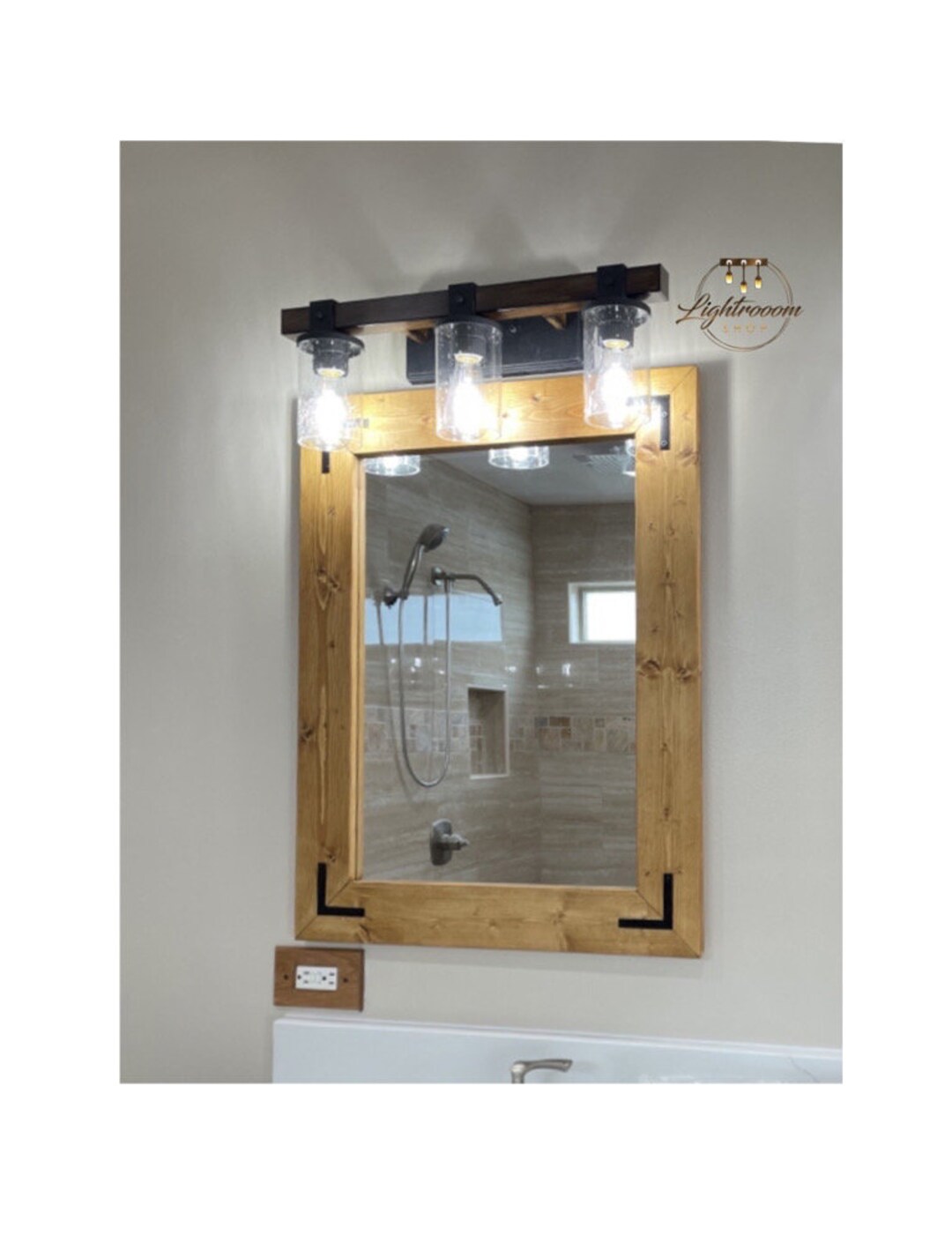 Reflection Golden Oak Finish Framed Wall Mirror 28