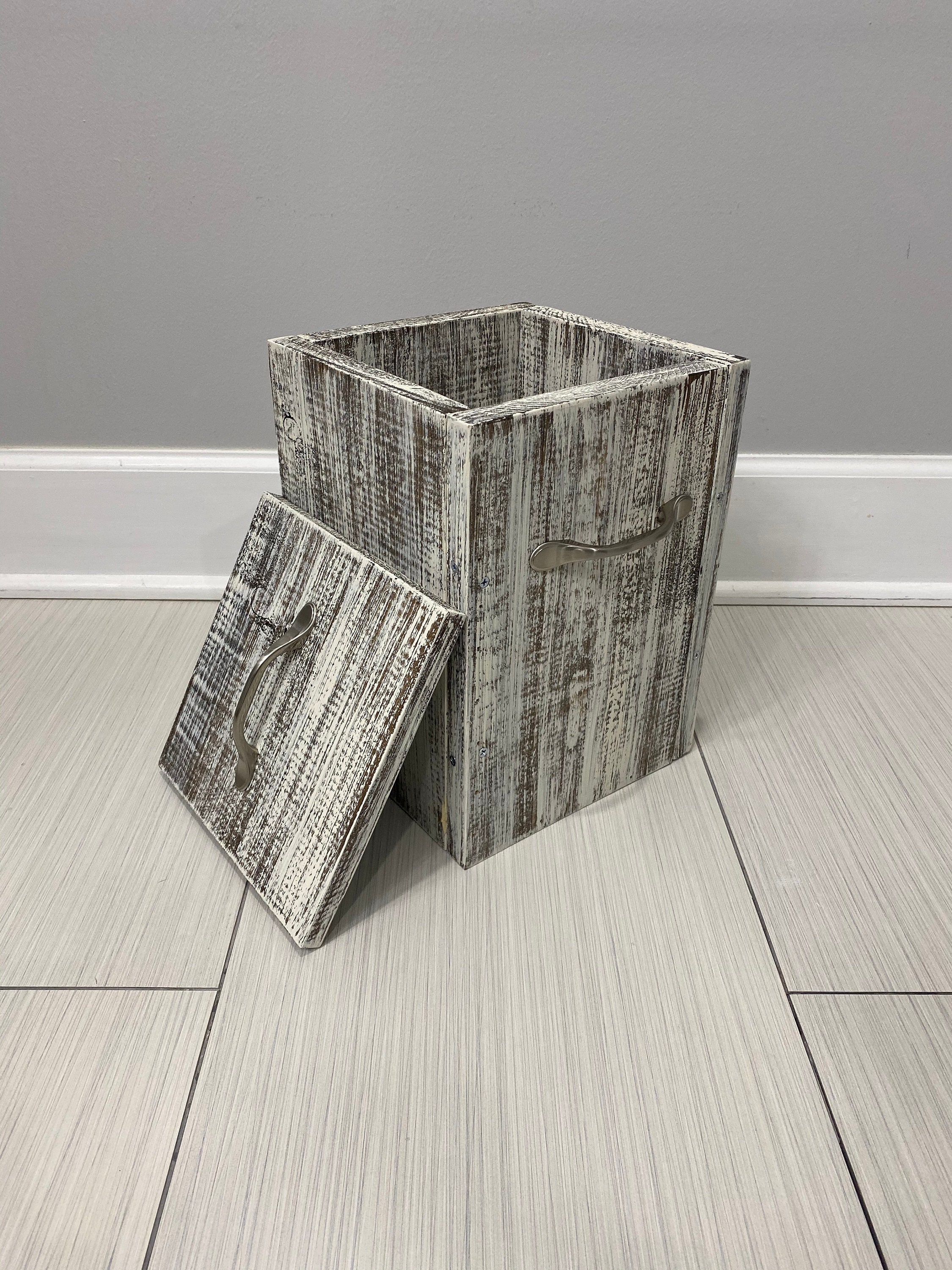 c. 1950's original pressed american industrial vintage steel roberts  electric company office stationary trash can or paper waste basket with  original baked on gray enameled finish