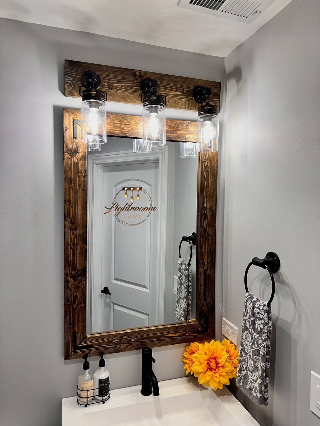 Rustic Farmhouse Mirror,wall Mirror, Vanity Large Bathroom Mirror,wood ...