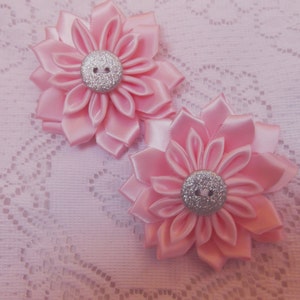 Kanzashi flower hair clip, children&#39;s pink flower hair clip