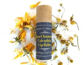 Calendula Chamomile Vegan Lip Balm Tube - Organic Shea Cocoa Butter Candelilla Wax - Non GMO, Plastic Gluten Cruelty Free, Herbal Apothecary