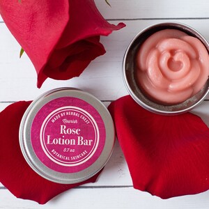 Rose Cocoa Lotion Bar, Dry Chapped Skin Natural Healing Moisturizer, Plastic and Gluten Free Zero Waste, Eco Party Favors, Bulk Gift for Her image 4