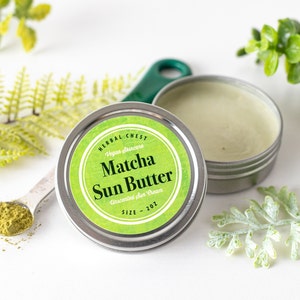 Vegan Natural Sunscreen, Organic Green Tea Sun Butter, Unscented SPF Moisturizer Face Cream, Zero Waste Plastic Free Zinc Mineral Sunblock