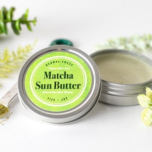 Vegan Natural Sunscreen, Organic Green Tea Sun Butter, Unscented SPF Moisturizer Face Cream, Zero Waste Plastic Free Zinc Mineral Sunblock image 4