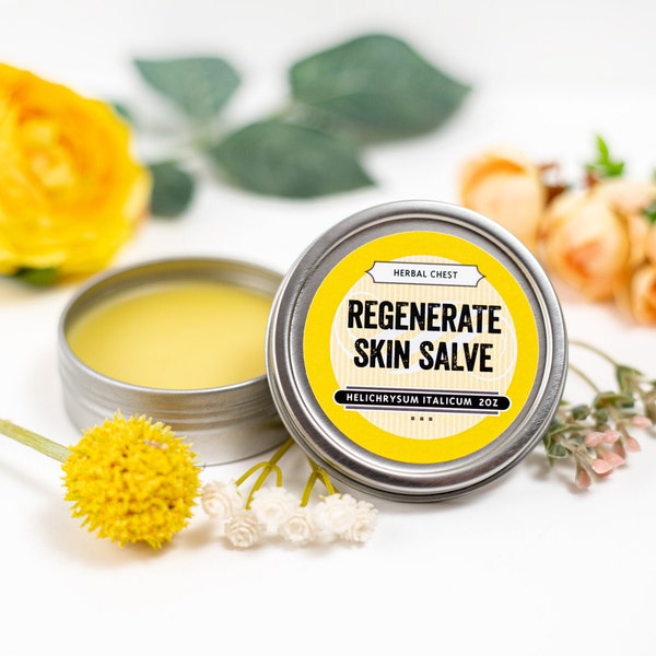 Regenerate Skin Salve, Hydrating Herbal Cream Moisturizer, Organic Shea Butter Body Balm, Natural Dry Skin Care, Eco Friendly Gift for Her