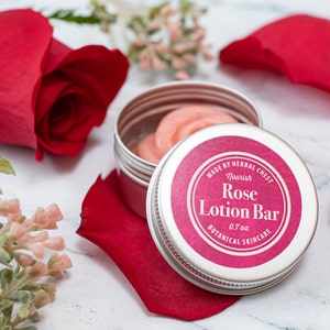 Rose Cocoa Lotion Bar, Dry Chapped Skin Natural Healing Moisturizer, Plastic and Gluten Free Zero Waste, Eco Party Favors, Bulk Gift for Her image 3