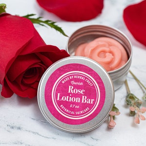 Rose Cocoa Lotion Bar, Dry Chapped Skin Natural Healing Moisturizer, Plastic and Gluten Free Zero Waste, Eco Party Favors, Bulk Gift for Her image 2