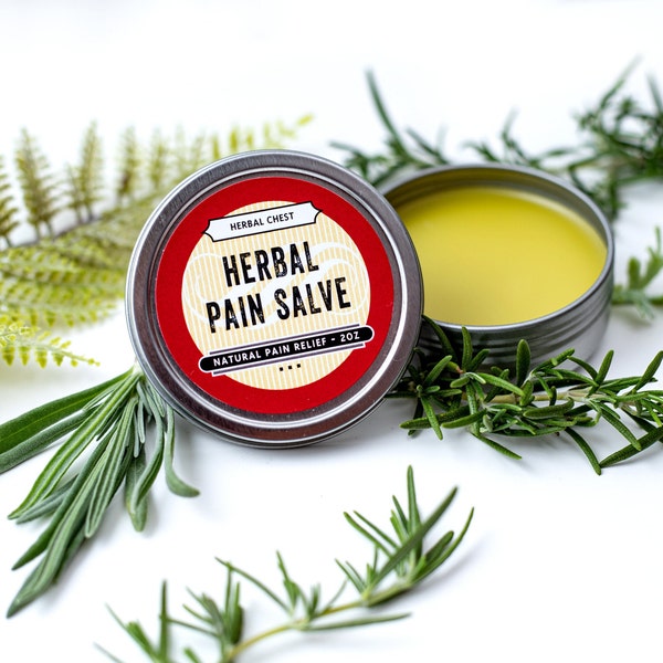 Pain Salve, Herbal Muscle Rub, Natural Soothing and Ache Relief, Holistic Wellness Self Care Gift, Eco Friendly, Cruelty Free.