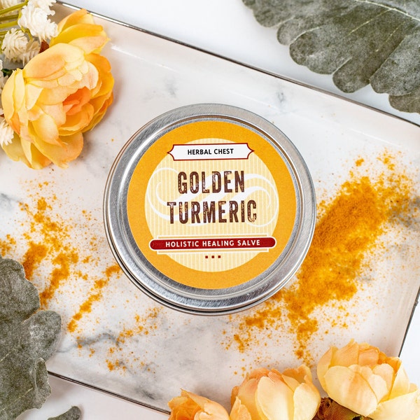 Golden Turmeric Skin Salve, Holistic Herbal Healing Balm, Organic Herbs Infusion Cream, Wellness Self Care Ointment, Eco Friendly Gift
