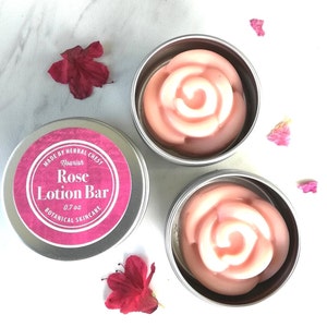 Rose Cocoa Lotion Bar, Dry Chapped Skin Natural Healing Moisturizer, Plastic and Gluten Free Zero Waste, Eco Party Favors, Bulk Gift for Her image 5