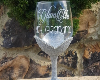 Glam-Ma Wine Glasses, Birthday Gifts For Grandma From Grandchild, Glam Ma Not Grandma, Drinking Glasses, Grandma To Be, Christmas Present