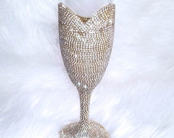 Rhinestone Glasses, Bridal Shower Gift, Glam Glitz and Bling, 21st Birthday Glass, 30th Birthday Glass, Diva Champagne Flute, Bling Glass