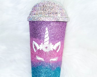 Unicorn Gift, Unicorn Tumbler Cup, Rhinestone Tumbler, Rainbows, Girls Weekend Gift, Unicorn Party Decorations, Christmas Present For Her