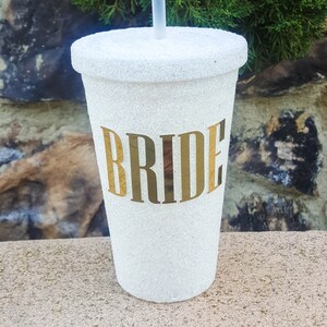 Bride Glitter Tumbler With Straw, Bride Squad, Bridal Shower Gift, Bride To Be Gifts, Future Mrs Tumbler, Personalized Tumbler, Custom Cup image 2