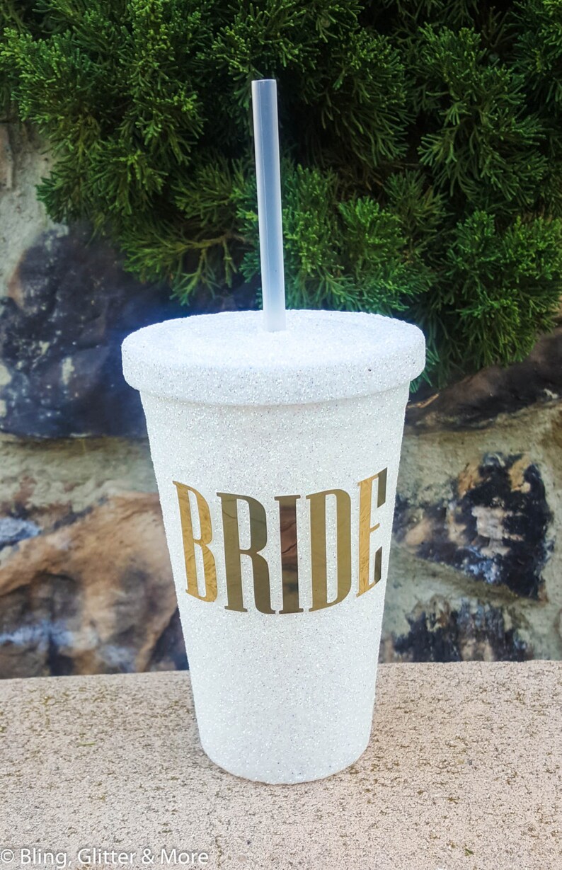 Bride Glitter Tumbler With Straw, Bride Squad, Bridal Shower Gift, Bride To Be Gifts, Future Mrs Tumbler, Personalized Tumbler, Custom Cup image 2