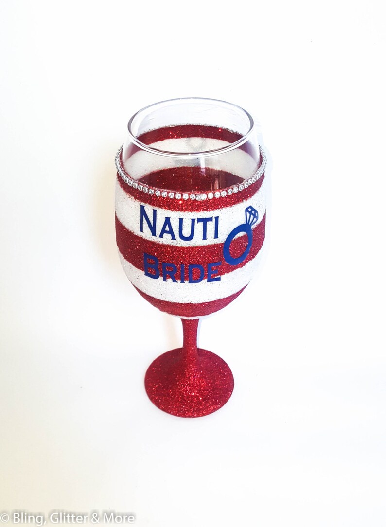 Nauti Bride Glass, Bride To Be Gifts, Bridal Shower Present, Bridal Party Gift, Summer Time Wedding, Anchor Decor, Nautical Theme image 2