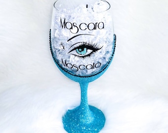 Mascara & Moscato; Makeup Junkie Wine Glass; Makeup Lover Gift; Present For Friend; Christmas Gift; Birthday Gift For Her; Girlfriend Gift