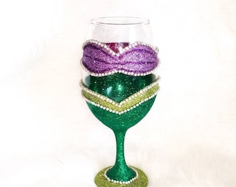 Mermaid Wine Glass, Birthday Gift For Her, Under The Sea, Wine Glasses, Ariel Wine Glasses, Decorative Wine Glasses, Custom Wine Glasses