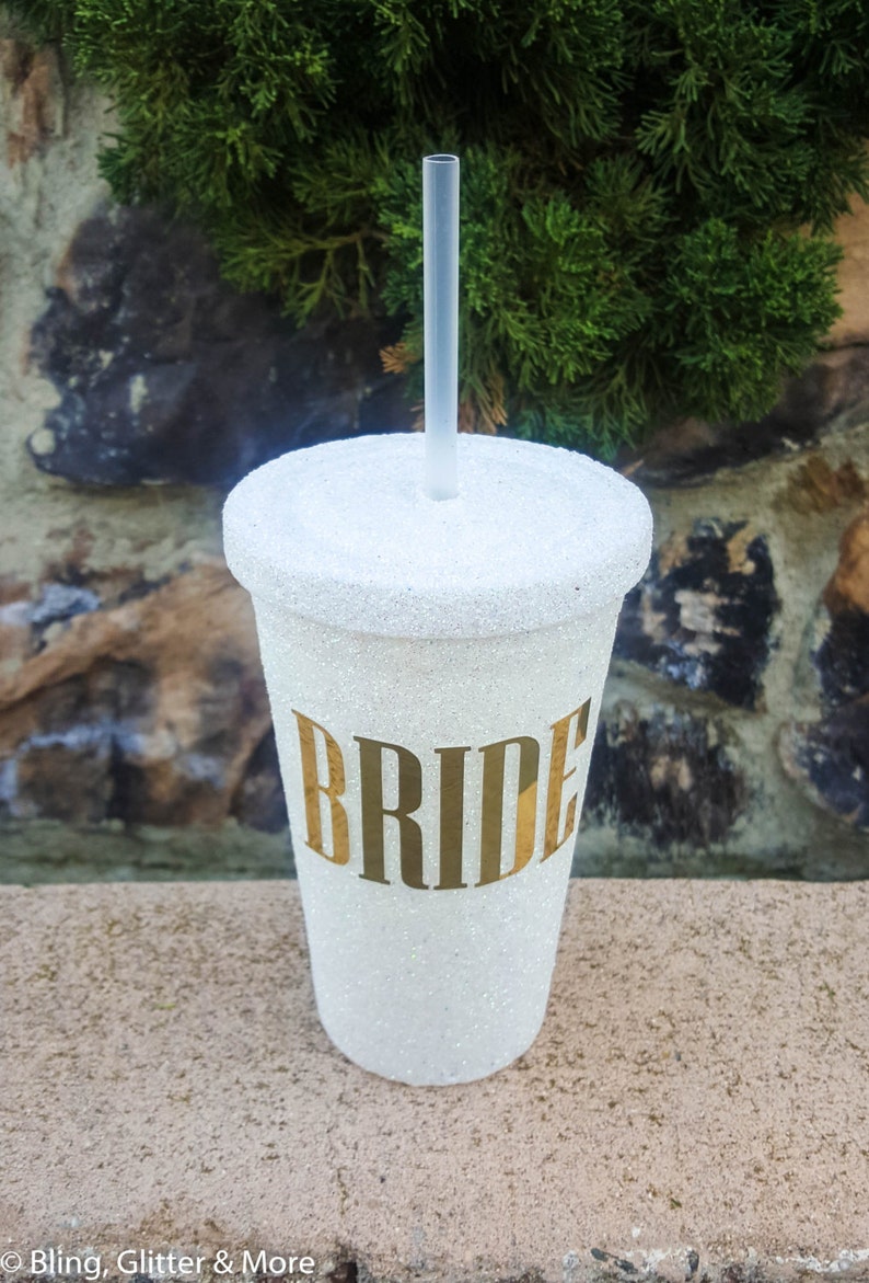 Bride Glitter Tumbler With Straw, Bride Squad, Bridal Shower Gift, Bride To Be Gifts, Future Mrs Tumbler, Personalized Tumbler, Custom Cup image 1