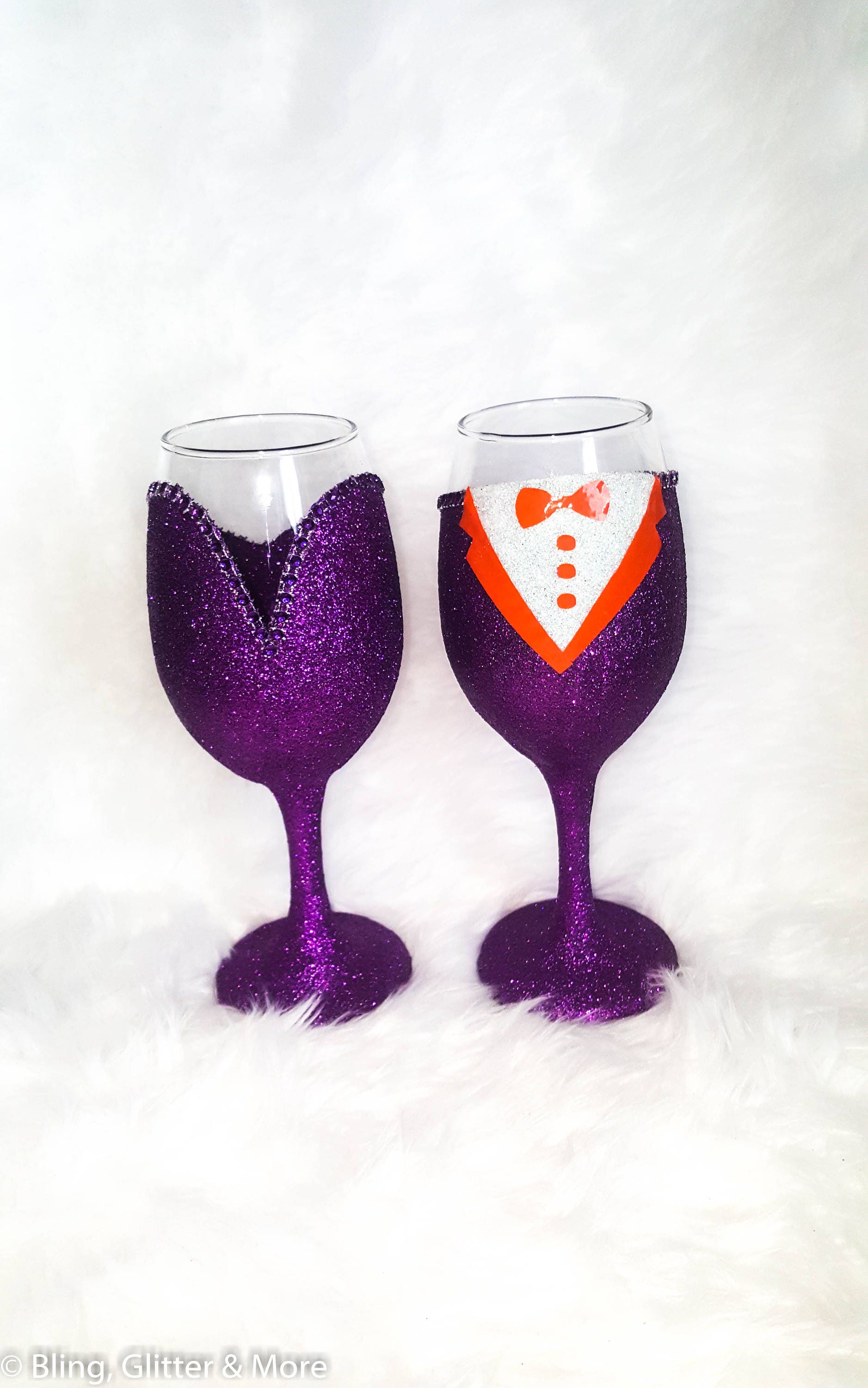 His And Hers Glass Set Prom Glasses Glitter Wine Glasses