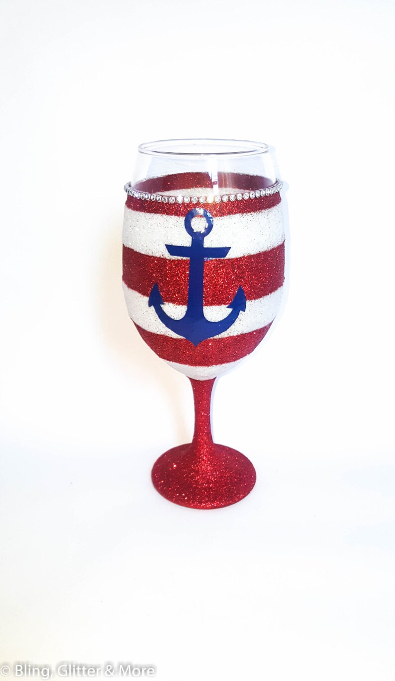 Nauti Bride Glass, Bride To Be Gifts, Bridal Shower Present, Bridal Party Gift, Summer Time Wedding, Anchor Decor, Nautical Theme image 4