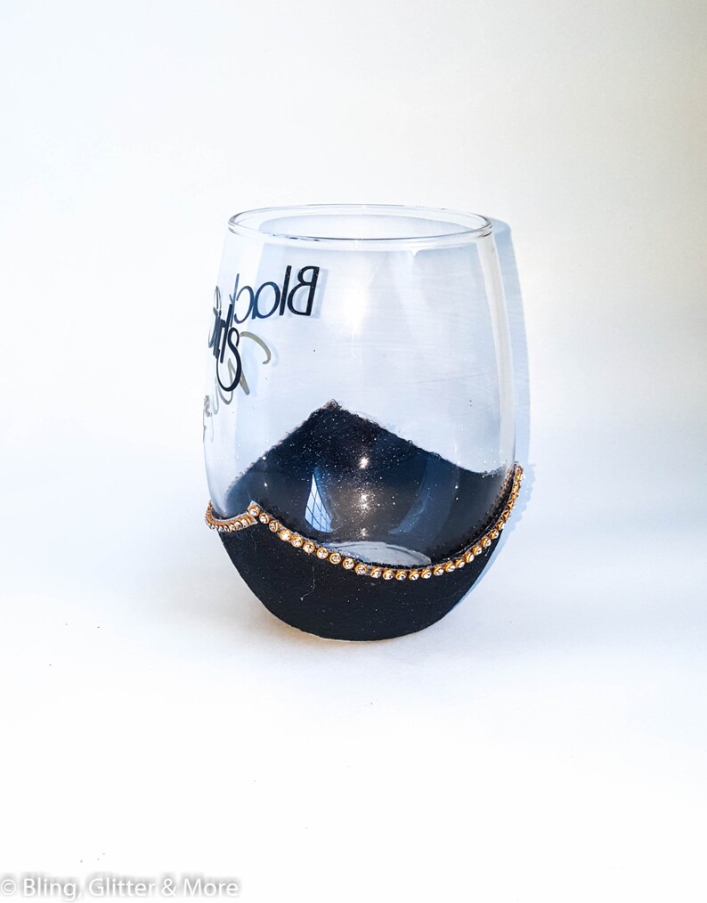 Black Girls Wine, Glitter Dipped Stemless Glasses, Melanin Poppin