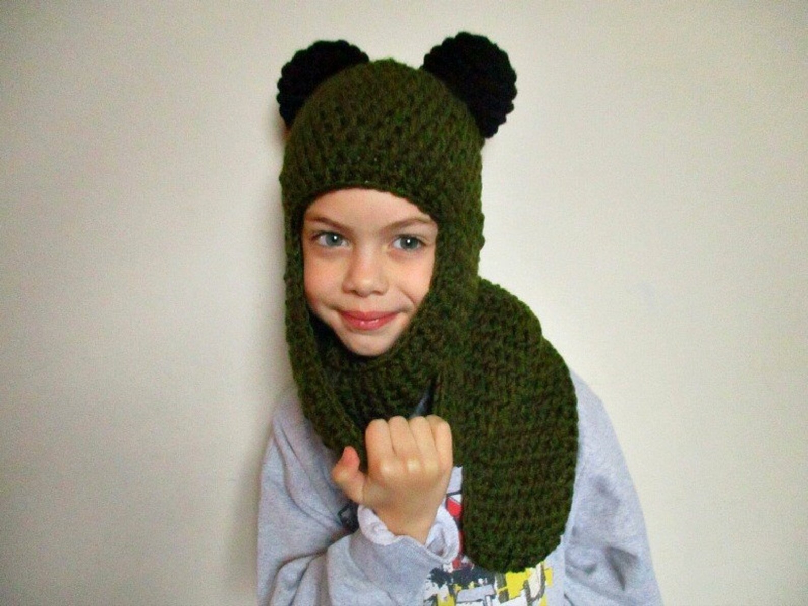 Animal hat and scarf 2 on 1 integrated scarf crochet hat Etsy