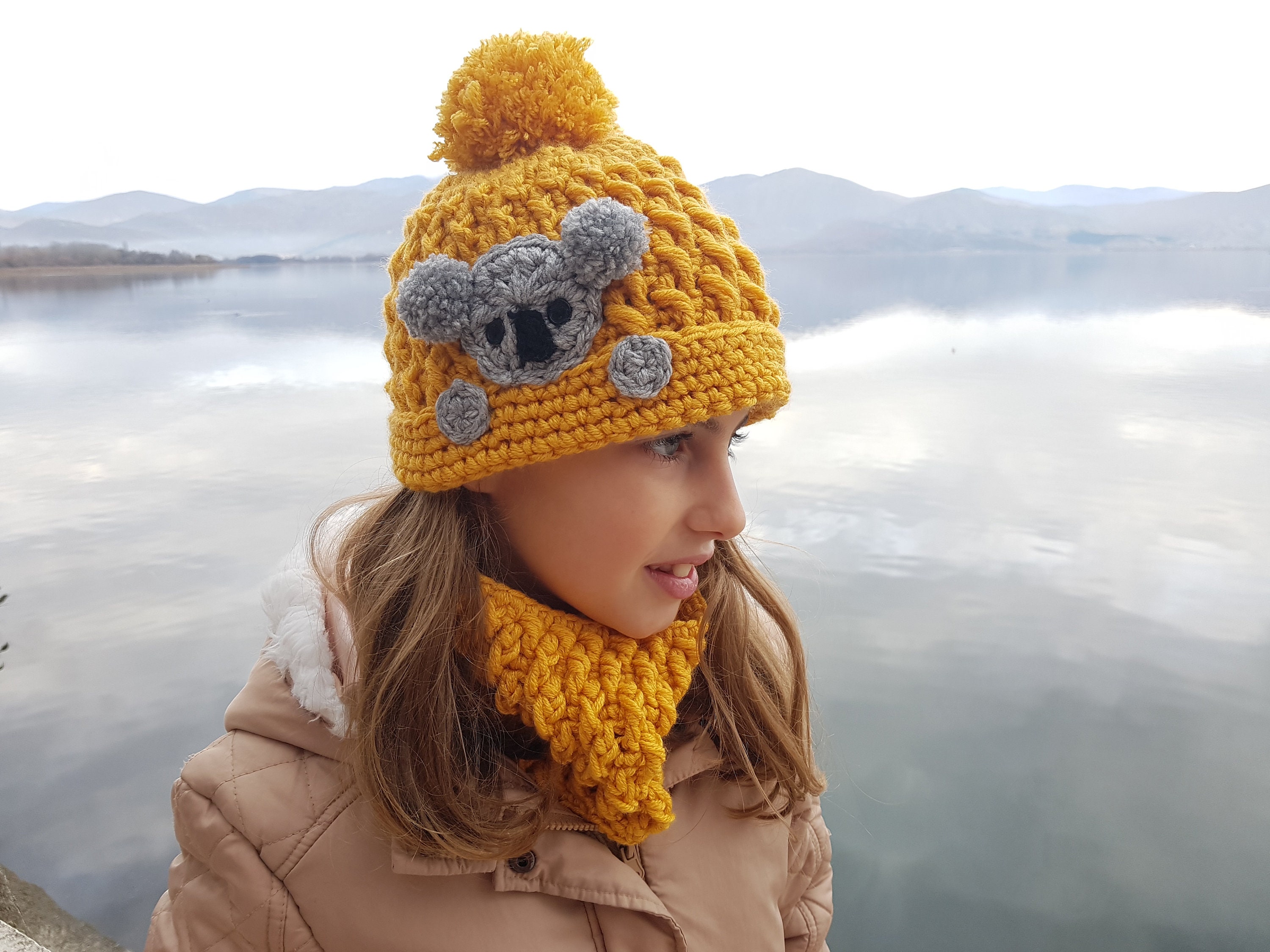 little girls hat and scarf set