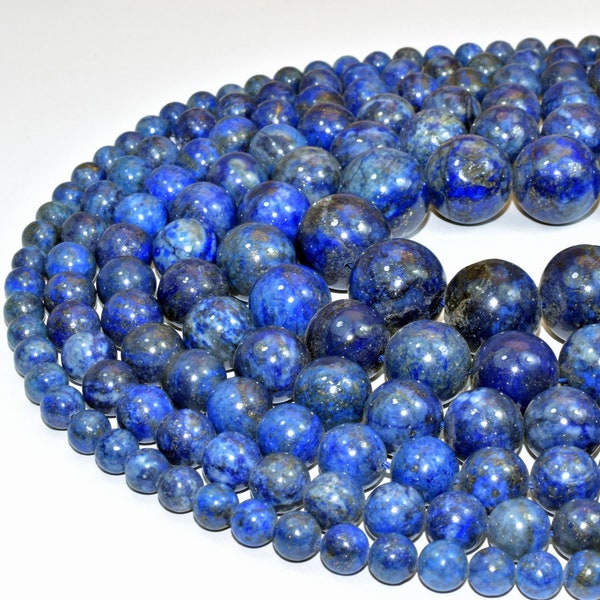 Egyptian Lapis Lazuli Gemstone Round Beads 8mm, 10mm, 12mm, 14mm, 16mm, 19mm  Natural Blue Gold Beads Findings For Jewelry Making