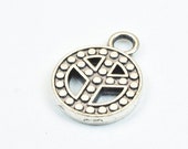 10 PCs Peace Sign Charm Antique Silver Alloy Pendant Size 17x13mm Thickness 2mm Jump Ring 2mm Decorative Design For Jewelry Making