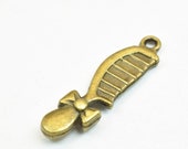 8 PCs Bow Comb Charm Antique Green Charm Beads Alloy Metal Bracelets Pendant Size 28x7.5mm Jump Ring Size 1.5mm For Jewelry Making