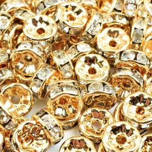 Gold Filled Alternative Rhinestone Spacer Roundel Jewelry, Tarnish Resistant (4mm-12mm Sizes, Electroplated Base) image 2