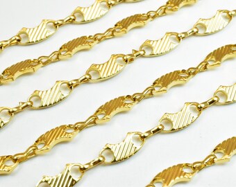 17" inch 18K Gold Filled EP Bar Chain Diamond Cut Style 5mm Width 1.5mm Thickness- Item CG486