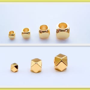 Gold filled Look,EP Cube Box Faceted Square/Hexagon beads size 2mm,3mm,4mm,5mm,6mm spacer findings for jewelry and Wholesale