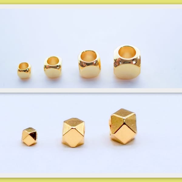 10 PCs Gold filled EP Cube Box Faceted Square/Hexagon beads size 2mm,3mm,4mm,5mm,6mm spacer findings for jewelry Supplier and Wholesale