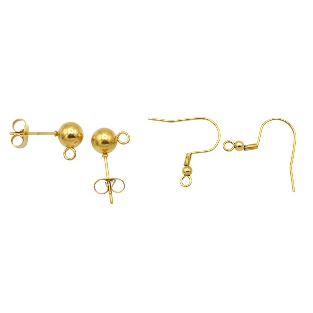Stainless Steel Fish Wire Stud Earring Hooks, Gold-plated ...
