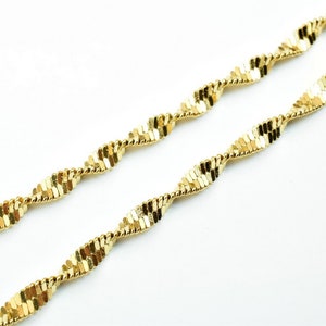 18k Gold Filled Look, EP chain herringbone twisted chain 17.5&quot; width 3.5mm/thickness 1mm - CG415