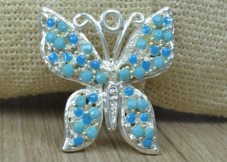 26mm Silver Plated Brooch Component Butterfly Finding Rhinestone Brooch Component,Pendant Brooch Bouquet,Wedding Brooch,Flower Brooch