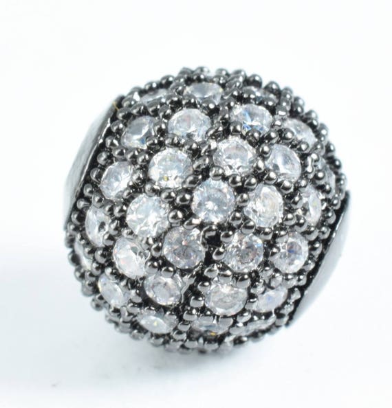 30pcs Crystal Rhinestone CZ Micro Pave Cubic Zirconia Crystal Large Hole Spac...