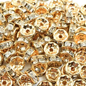Gold Filled Alternative Rhinestone Spacer Roundel Jewelry, Tarnish Resistant (4mm-12mm Sizes, Electroplated Base) image 3