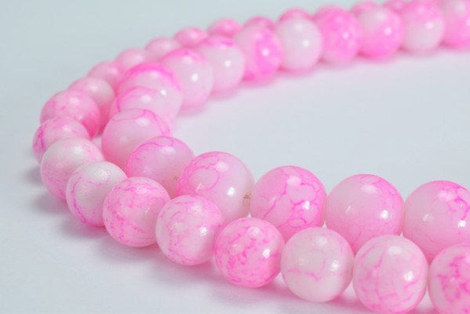Two Tone Light Pink Glass Beads 10mm/12mm Shine Round Beads Etsy