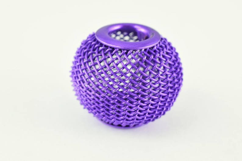 6 PCs Wire Mesh Beads Basketball wives large hole Round Beads 18mm metal jewelry big hoop earring chunky bead jewelry making